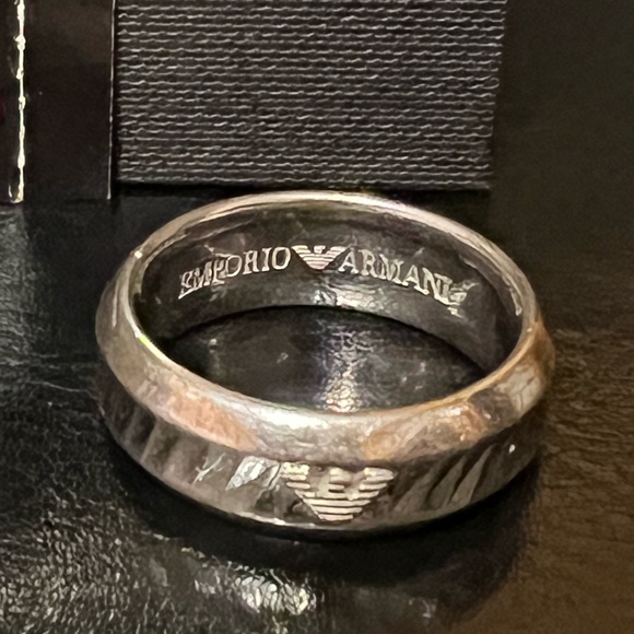 Emporio Armani Men's Sterling Silver Band Ring, Size 10.75 - Picture 2 of 5